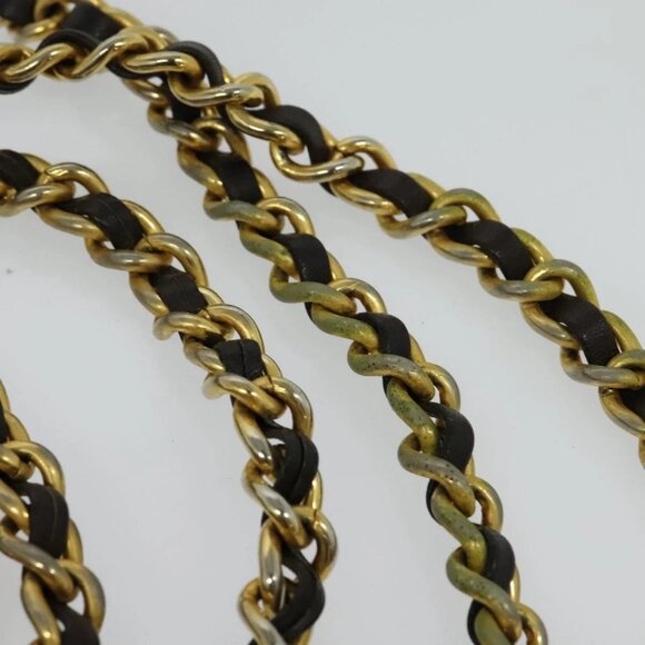 PRADA Chain Shoulder Bag Nylon Brown Gold Auth - Picture 11 of 15